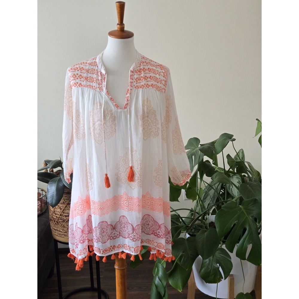 Roberta Roller Rabbit Floral Tunic Top Peasant Cottagecore Women's Small